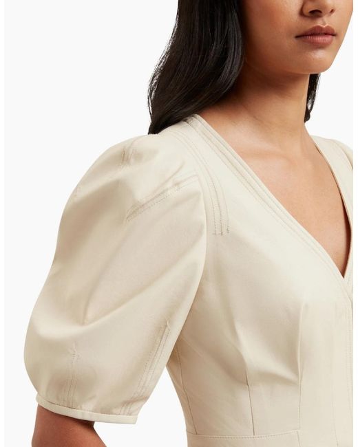 Ted Baker Natural Tamega Faux Leather Ivory Midi Dress