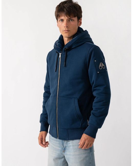 Moose Knuckles Blue Classic Bunny 3 Fleece Hoodie for men