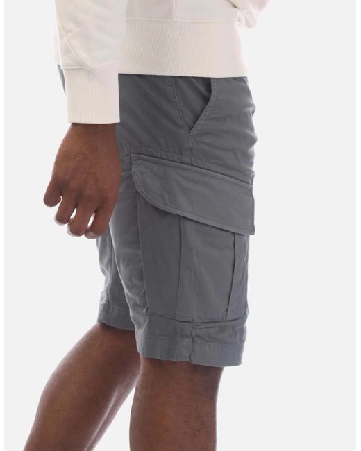 C P Company Gray Stretch Sateen Cargo Shorts for men