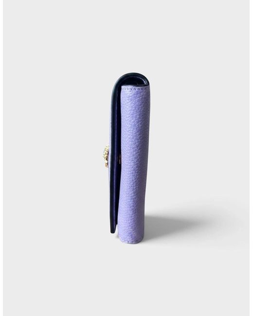 Versace Purple Medusa Head Business Card Holder Leather