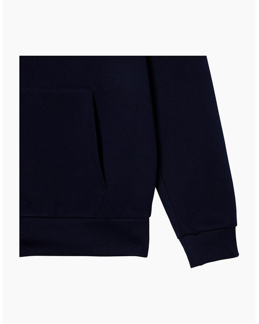 Lacoste Blue Fleece Hoodie Organic Cotton Pullover Classic Fit Sportswear Hooded for men