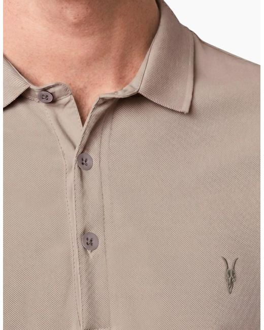 AllSaints Brown All Saints Reform Polo Shirt Summer Cotton Top for men