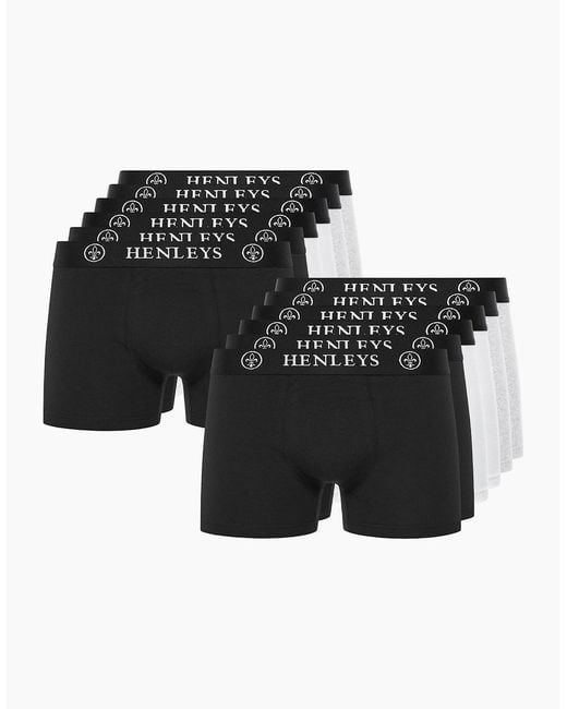 Henleys Black Century Boxers 12Pk for men