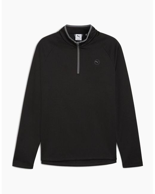PUMA Black Waffle Fleece Pullover Jumper for men