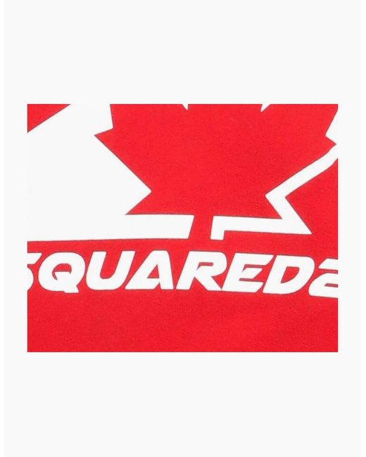 DSquared² Red Cool Fit Maple Leaf Hoodie for men