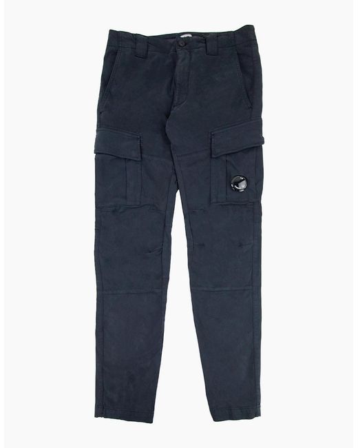 C P Company Blue Stretch Satin Cargo Pants 888 for men