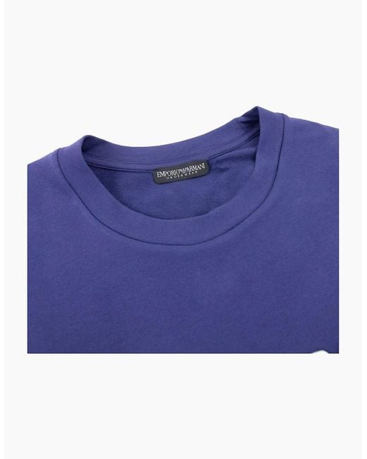 Emporio Armani Blue Eagle Logo Crew Neck Sweater for men