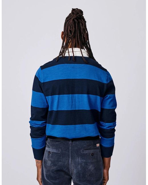 aubi Blue Irnham Rugby Shirt for men