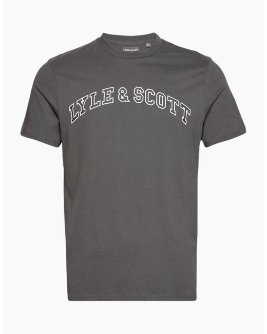 Lyle & Scott Gray Lyle & Scott Short Sleeve T Shirts Crew Neck Summer Logo Printed T Shirt for men