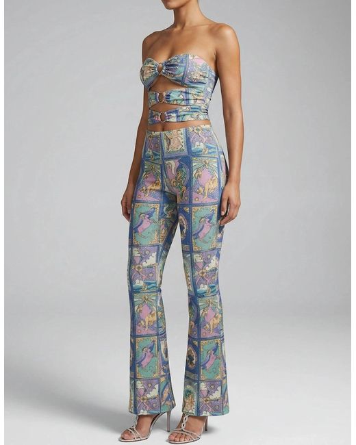 Oceanus Blue Eden Cut-Out Flared Jumpsuit