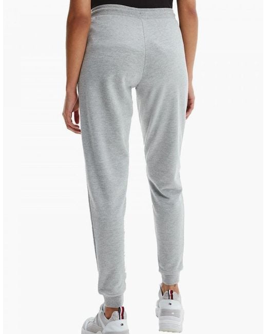 Tommy Hilfiger Gray Logo Embroidered Tapered Track Pants, Medium Heather