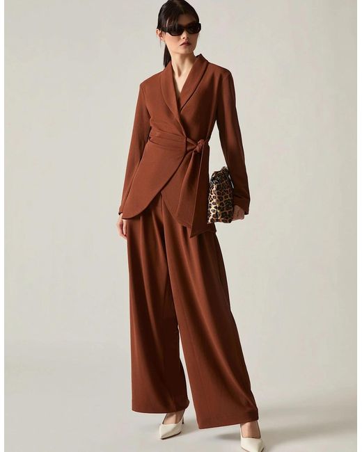 James Lakeland Brown Rust Wide Leg Suit Trousers
