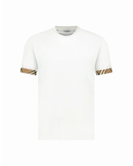 Burberry White 'Ellison' Organic Cotton Check Sleeve for men