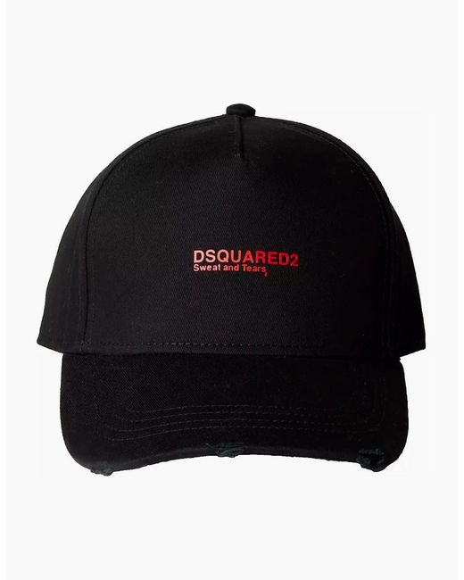 DSquared² Black Sweat And Tears Logo Cap for men