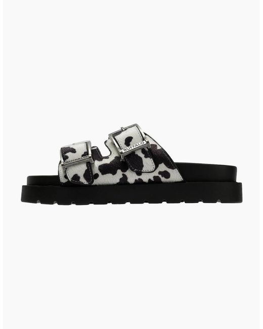Buffalo Black Raya Ari Cow Sandals