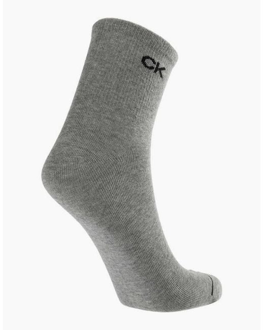 Calvin Klein Black 3-Pack Combed Cotton Short Socks, Mid Melange for men