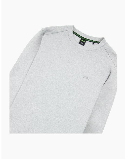Boss White Salbo Curved Logo Sweatshirt 059 for men