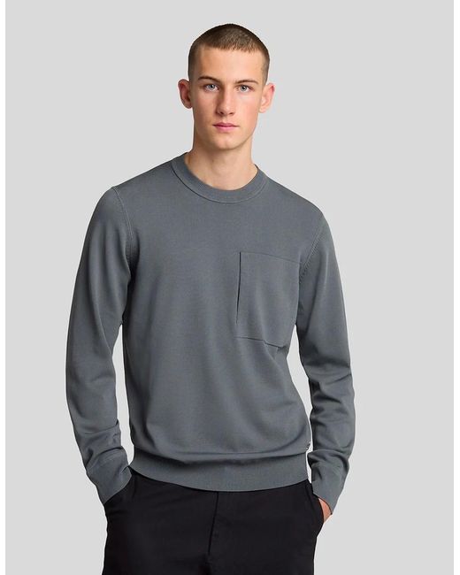 Lyle & Scott Blue Lyle & Scott Cargo Crew Neck Jumper Terra Nova for men