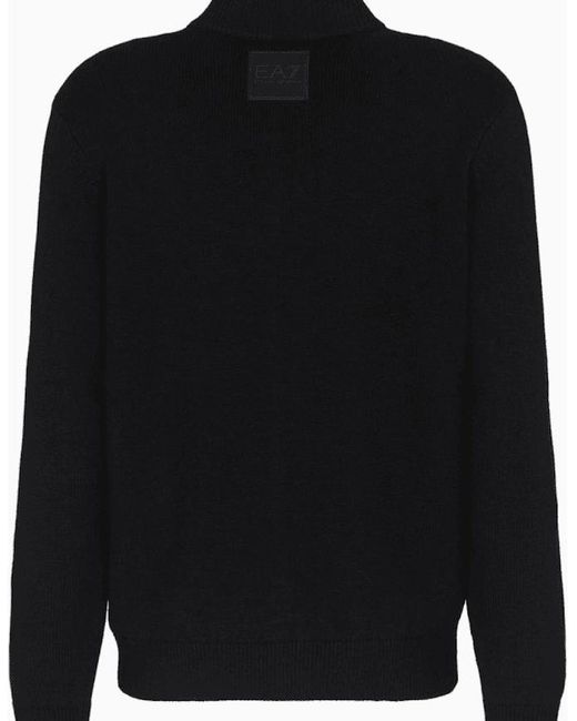 EA7 Black Full Zip Knitted Tracktop for men