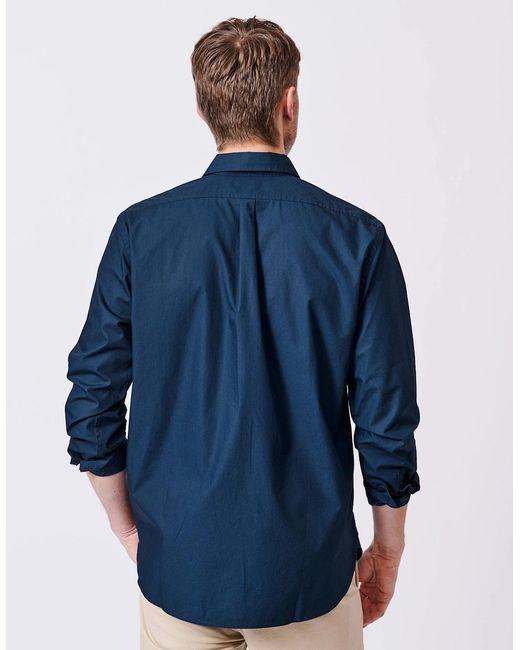aubi Blue Chase Poplin Shirt for men