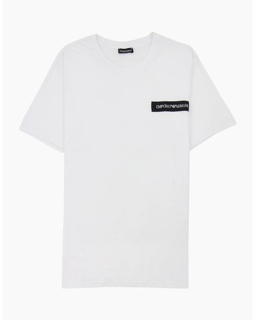 Emporio Armani White Crew Neck Logo T Shirt for men