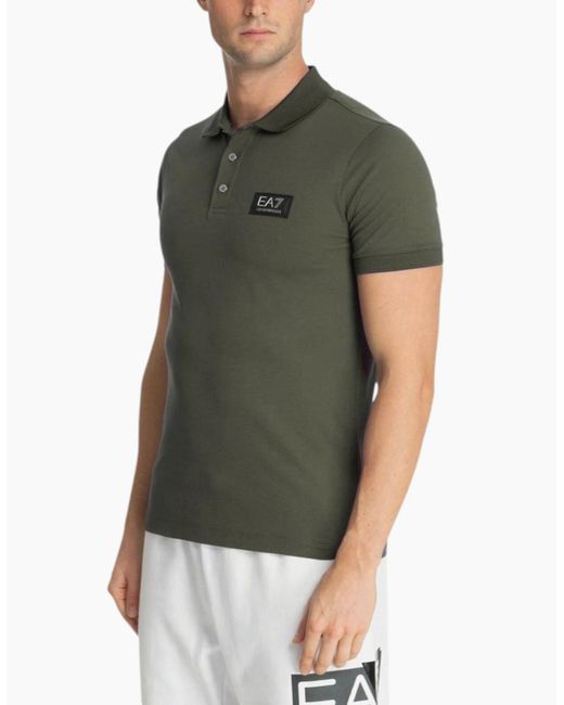 Armani Green Polo Shirts Slim Fit Short Sleeve Cotton for men