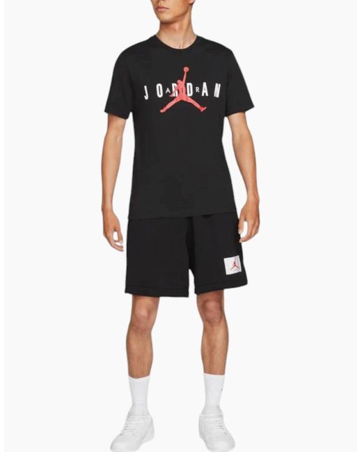 Nike Black Air Jordan Crew Neck T Shirts Athletic Cotton Summer Retro Casual Tee