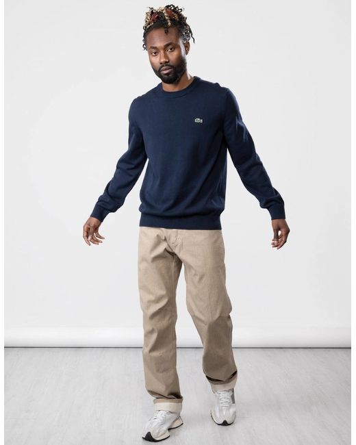 Lacoste Blue Organic Cotton Crew Neck Sweater for men