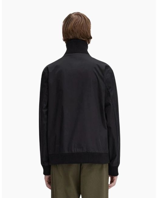 Fred Perry Blue Knitted Rib Tennis Bomber Jacket for men