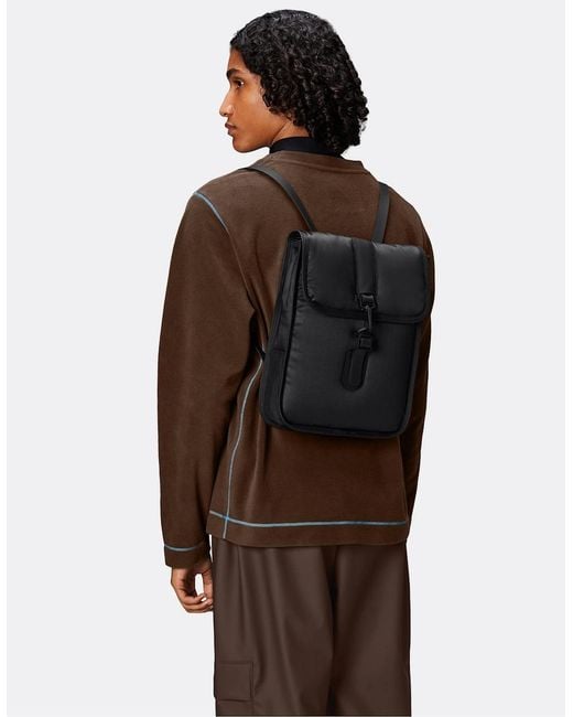 Rains Black Puffed Backpack Micro
