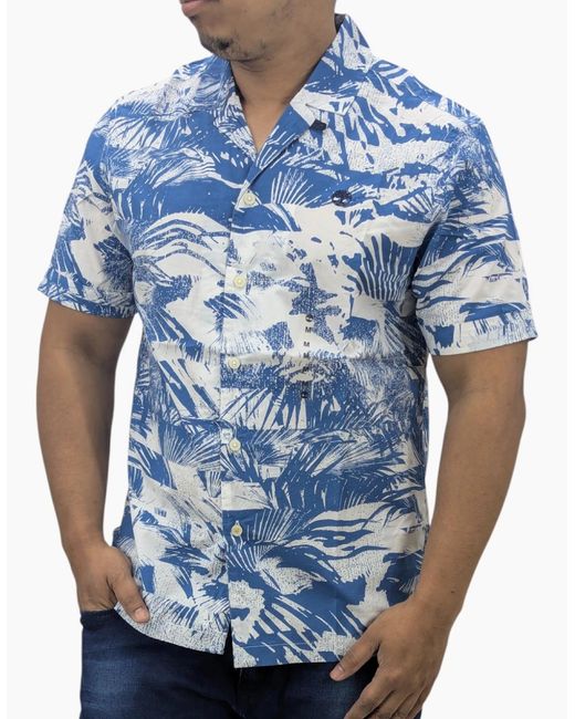 Timberland Blue Hawaiian Shirt Vintage Casual Beach Summer Holiday Floral for men