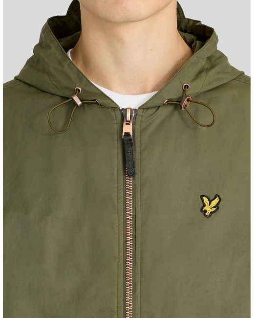 Lyle & Scott Green Waxed Hooded Utility Jacket for men