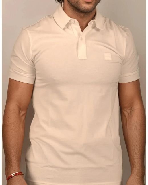 Boss White Passertip Polo T-Shirt for men