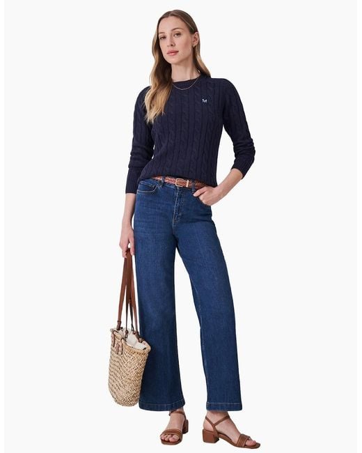 Crew Blue Crew Neck Chunky Sweatshirt