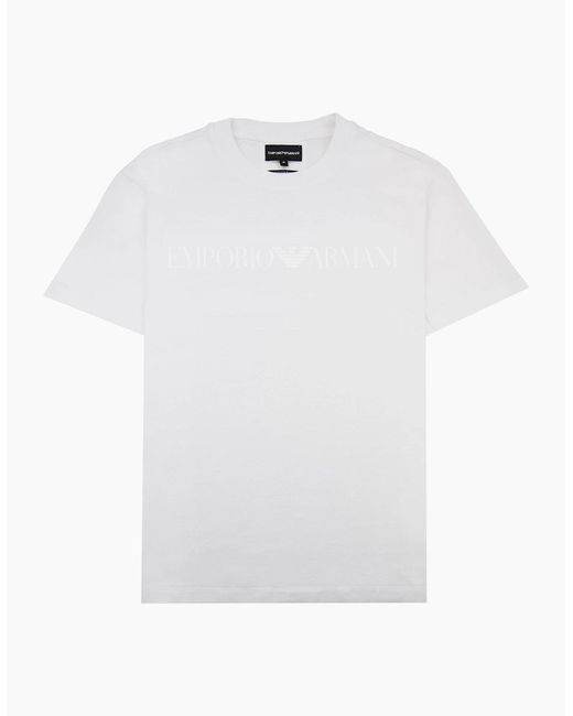Emporio Armani White Stencil Logo Tee for men
