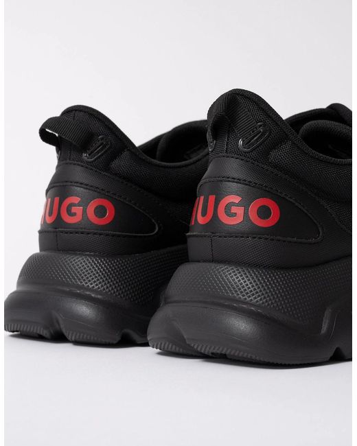 Boss Black Hugo Leon Logo-Counter Trainers With Canvas-Effect Fabric for men