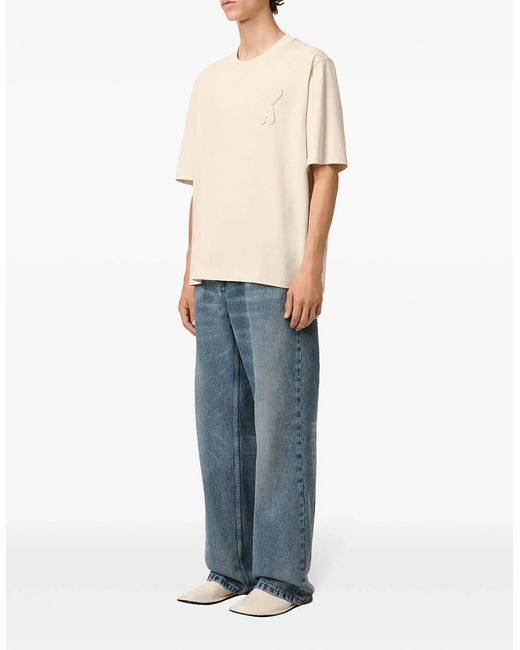 AMI White Heart Patch T-Shirt Cream for men