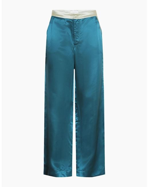 no emotions Blue Silk Trousers