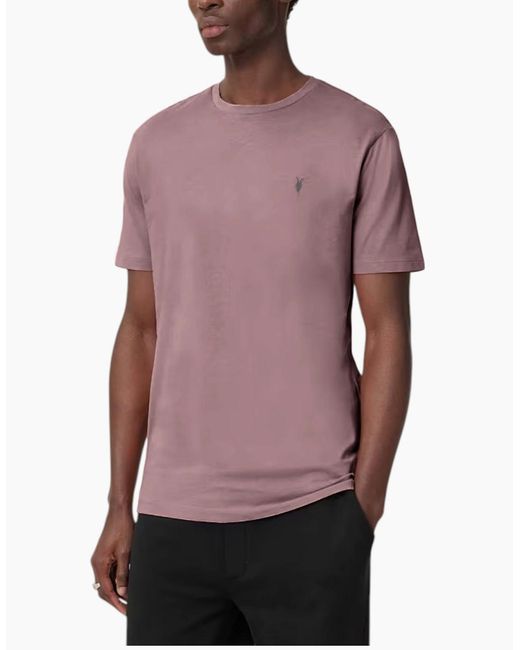 AllSaints Pink All Saints T Shirts Crew Neck Slim Short Sleeve Casual Summer Cotton Tee for men