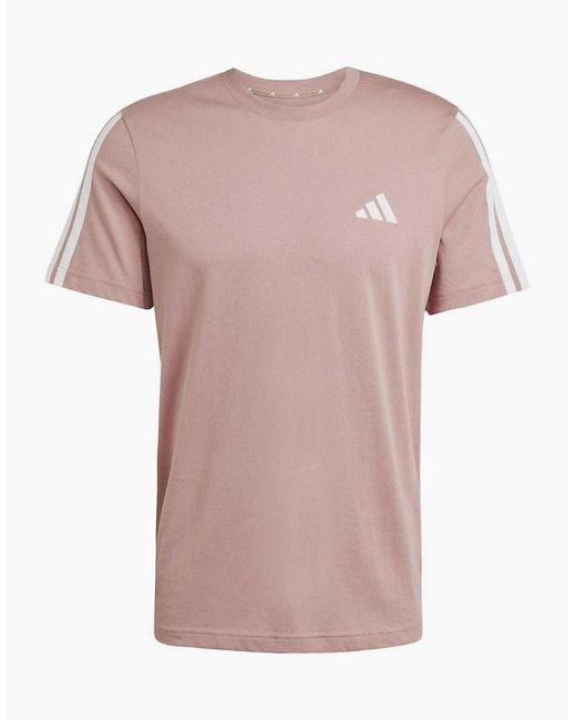Adidas Pink 3 Stripes T-Shirt for men