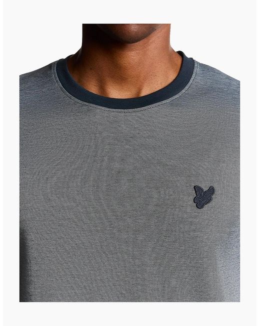 Lyle & Scott Blue Lyle & Scott Two Tone Pique T-Shirt Chambray for men