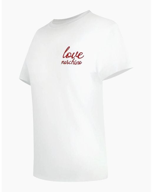 Love Moschino White Small Logo T-Shirt