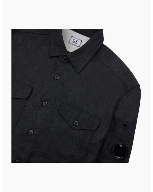 C P Company Blue Front Pocket Button Up Overshirt Dark for men