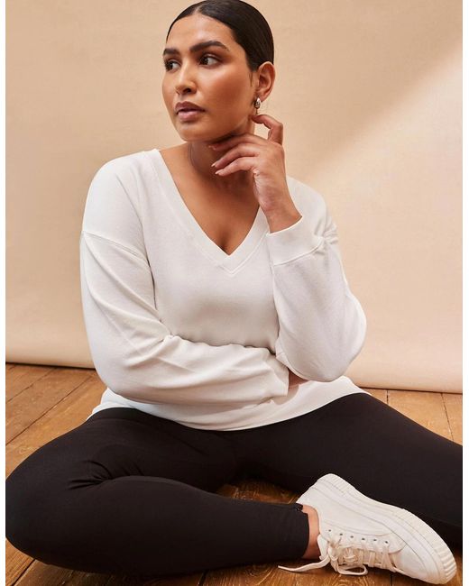 Live Unlimited London Natural V Neck Sweatshirt