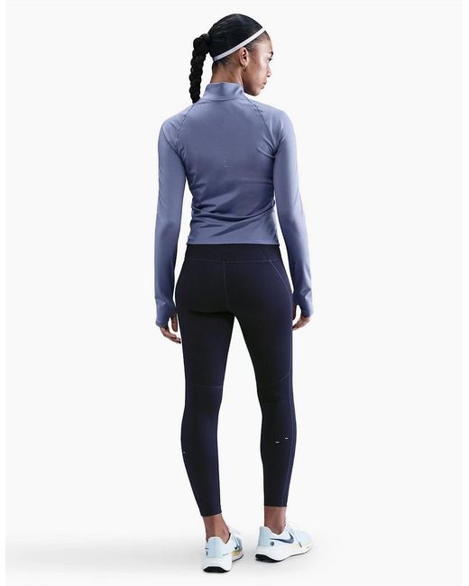 Nike Blue Swift Tech Zip Neck Long Sleeve Athletic Top