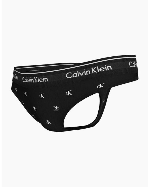 Calvin Klein Black Diamond Logo Print Thong