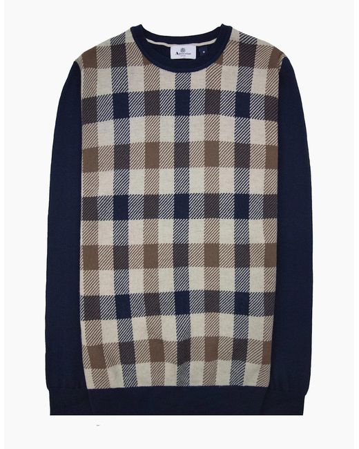 Aquascutum Blue Active Club Check Lana Wool Sweater 11 for men