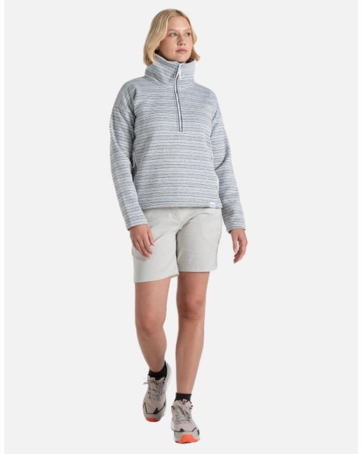 Craghoppers Gray Ladies Daisy Stripe Half Zip Fleece Top