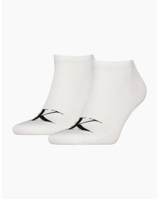 Calvin Klein White 2-Pack Ck Jeans Logo Sports Trainer Socks for men