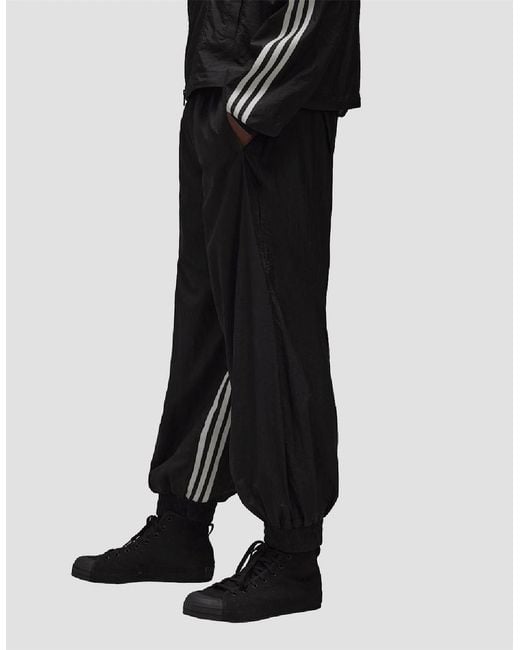 Y-3 Black 3 Stripes Shell Track Bottoms for men